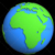 Stylized Two-Colored Flat Planet Earth Showing Africa