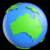 Stylized Two-Colored Glossy Planet Earth Showing Australia