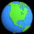 Stylized Two-Colored Flat Planet Earth Showing North America
