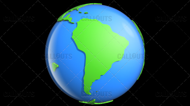 Stylized Two-Colored Glossy Planet Earth Showing South America