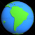 Stylized Two-Colored Flat Planet Earth Showing South America