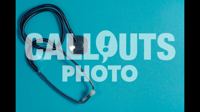 Stethoscope on Blue Surface, Text Space