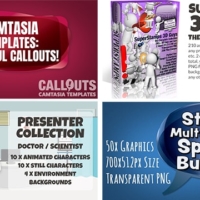 New Camtasia Colorful Callouts, new Doctor Presenter Collection, free Colorful Callouts, The Complete 3D Guy Collection, and more…