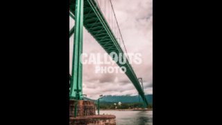 Lions Gate Bridge, low perspective, from Stanley Park