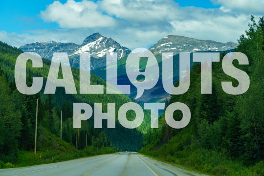 Canadian road with forests and mountains 01