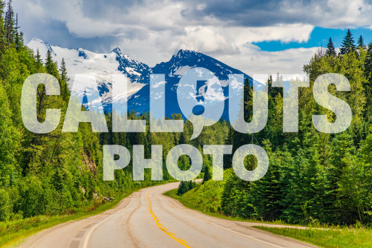 Canadian road with forests and mountains 02