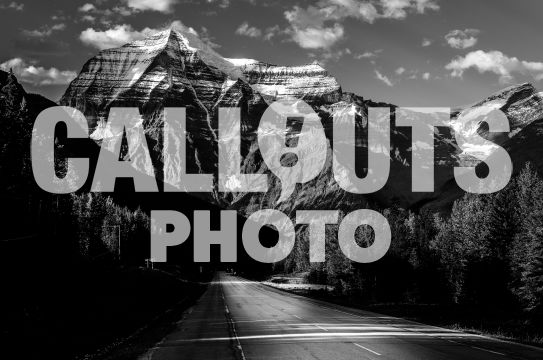 Road and Mount Robson, BW