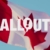 Canadian flag close up, blue sky