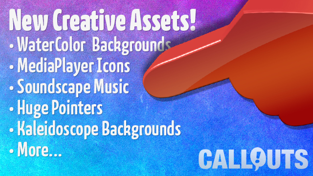 New Kaleidoscope Background Videos, Watercolor Backgrounds, Music, Media Player Buttons and Pointers