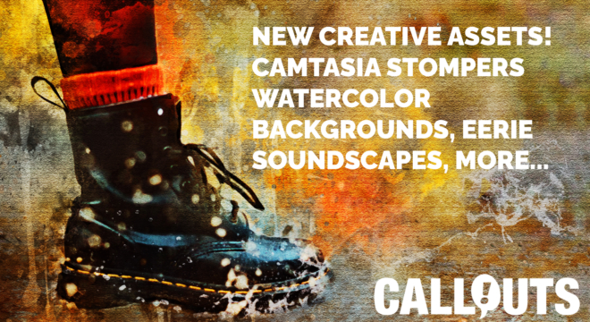 New Camtasia Stompers, Artistic Backgrounds, Music & Media Player Buttons