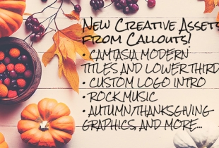 New Camtasia Title and Lower Third Templates, Thanksgiving Backgrounds, Rock Music, and more!