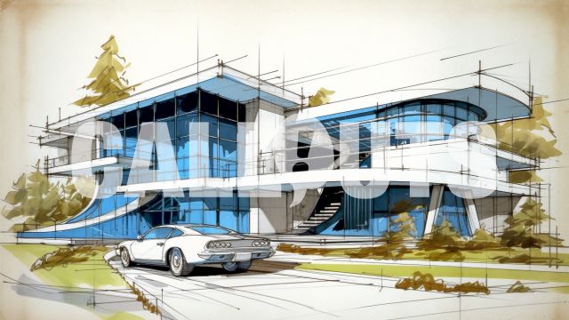 Construction Illustration Modern High End House