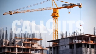 Construction Illustration Cranes and Building