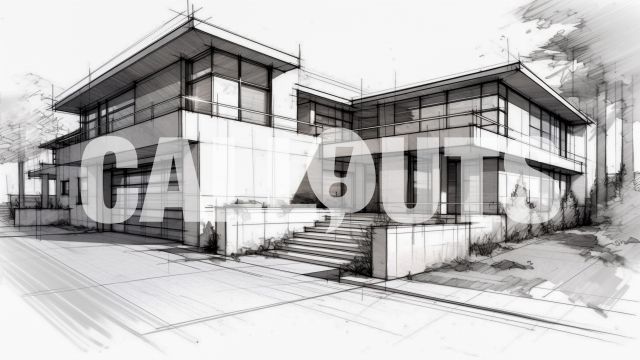 Construction Illustration of a House Sketch