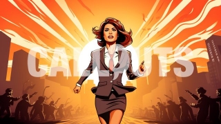 Woman in a Business Suit running in a Crowd Business Illustration