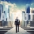 Businessman Standing on the Pathway Toward the City Business Illustration