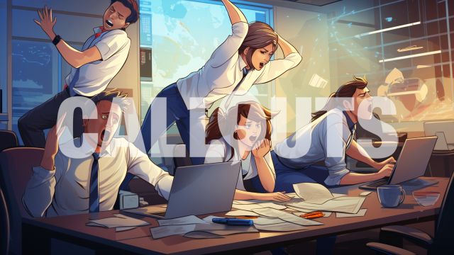 People Working Together and Screaming Business Illustration