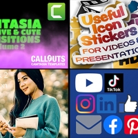 New! Camtasia Creative Transitions 2, Social media graphics, Stickers, and more…