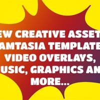 Asset Drop! New Camtasia Creative Transitions, Transition Videos, Graphics collection, and music.