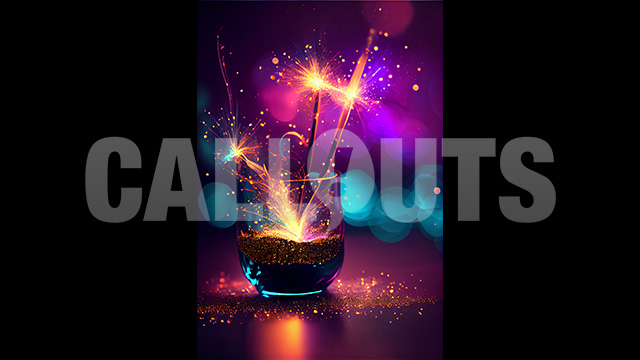 Happy New Year Concept Graphic Vertical Sparkler Glass Colorful 2024