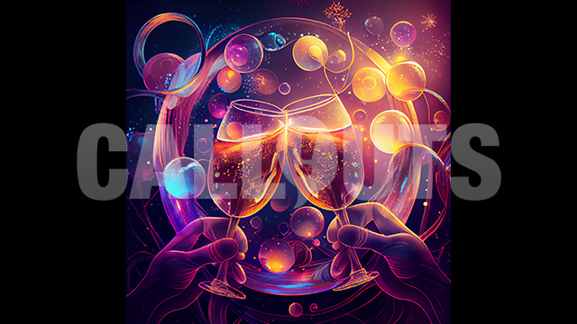 Happy New Year Concept Graphic Square Cheering Celebration Colorful 2024