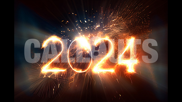 Happy New Year Concept Horizontal Sparkler 2024