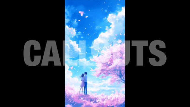 Valentines Day Concept Vertical Graphic Romance and Cherry Blossom