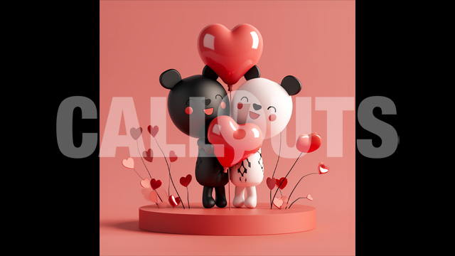 Valentines Day Concept Square Graphic Cats in Love