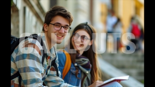 Students Studying Outdoors – Education Illustration