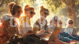 Golden Hour Study Session – Education Illustration