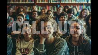 Group of Students in the Library – Education Illustration