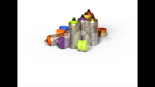 Paint Cans with Shadow 3D Prop Artist-theme