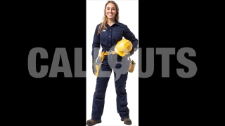 Full-Body Portrait of Joyous Female Construction Worker – Cutout Graphics