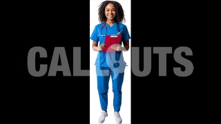 Cheerful Nurse in Full-Body Portrait – Cutout Graphics