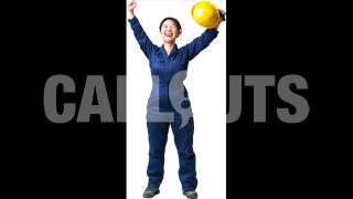 Happy Asian Women in a Construction Worker Outfit – Cutout Graphics