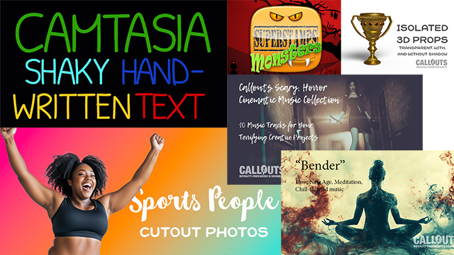 Fresh Visual Assets: Camtasia Shaky Handwritten Text, Sports Cutouts, Meditative Music, and More