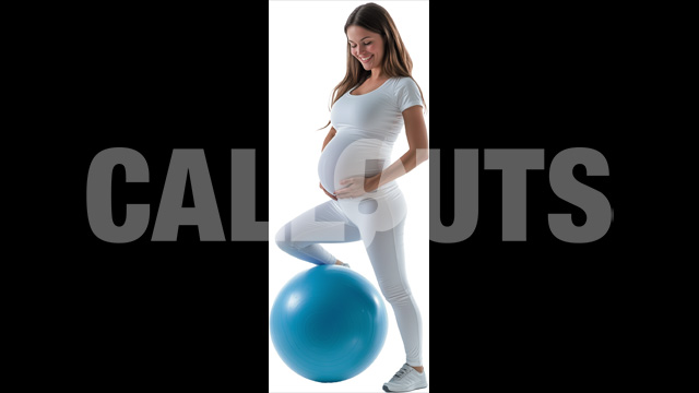 Pregnant Woman Engaged in Fitness Routine – Cutout Graphics