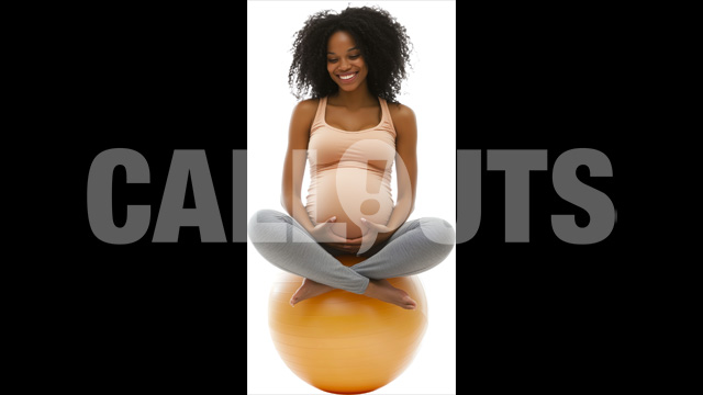 Expectant Mother Exercising with Fitness Ball – Cutout Graphics