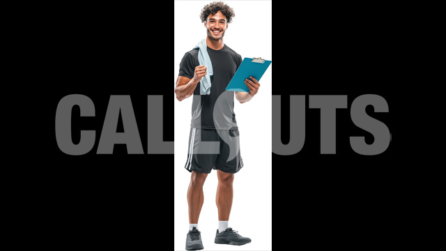 Young Personal Trainer with Clipboard – Cutout Graphics