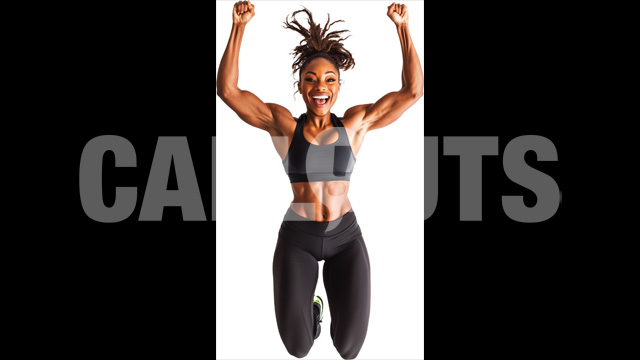 Energetic African-American Woman in Sports Attire – Cutout Graphics