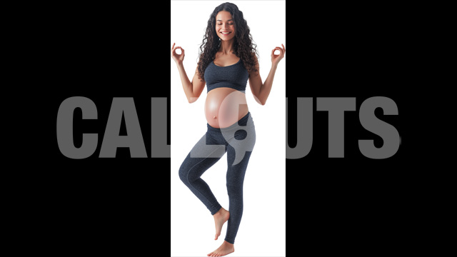 Expectant Mother Performing Yoga Pose – Cutout Graphics