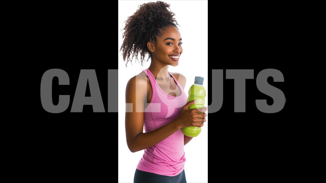 Fitness Enthusiast Young Woman with Water Bottle- Cutout Graphics