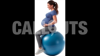 Pregnant Woman Engaging in Fitness Exercise – Cutout Graphics