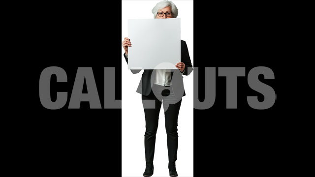 Older Professional Holding Blank Sign for Customizable Presentations – Cutout Graphics