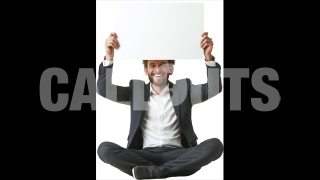 Professional Businessman Holding Blank Sign for Custom Message – Cutout Graphics