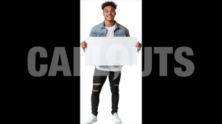 Young Person Holding Blank Sign for Customizable Message – Cutout Graphics