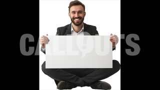 Professional Man Holding Blank Sign for Customizable Message – Cutout Graphics