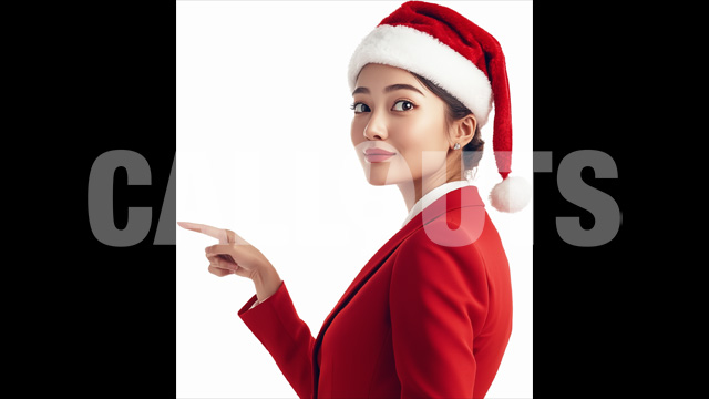 Confident Woman in a Red Suit Gesturing- Cutout Graphics