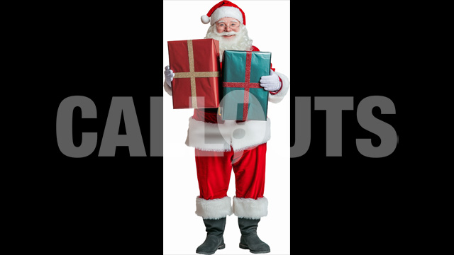 Santa Claus Holding a Pile of Gifts – Cutout Graphics