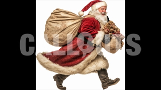 Santa Claus on a Festive Run with Gifts  – Cutout Graphics